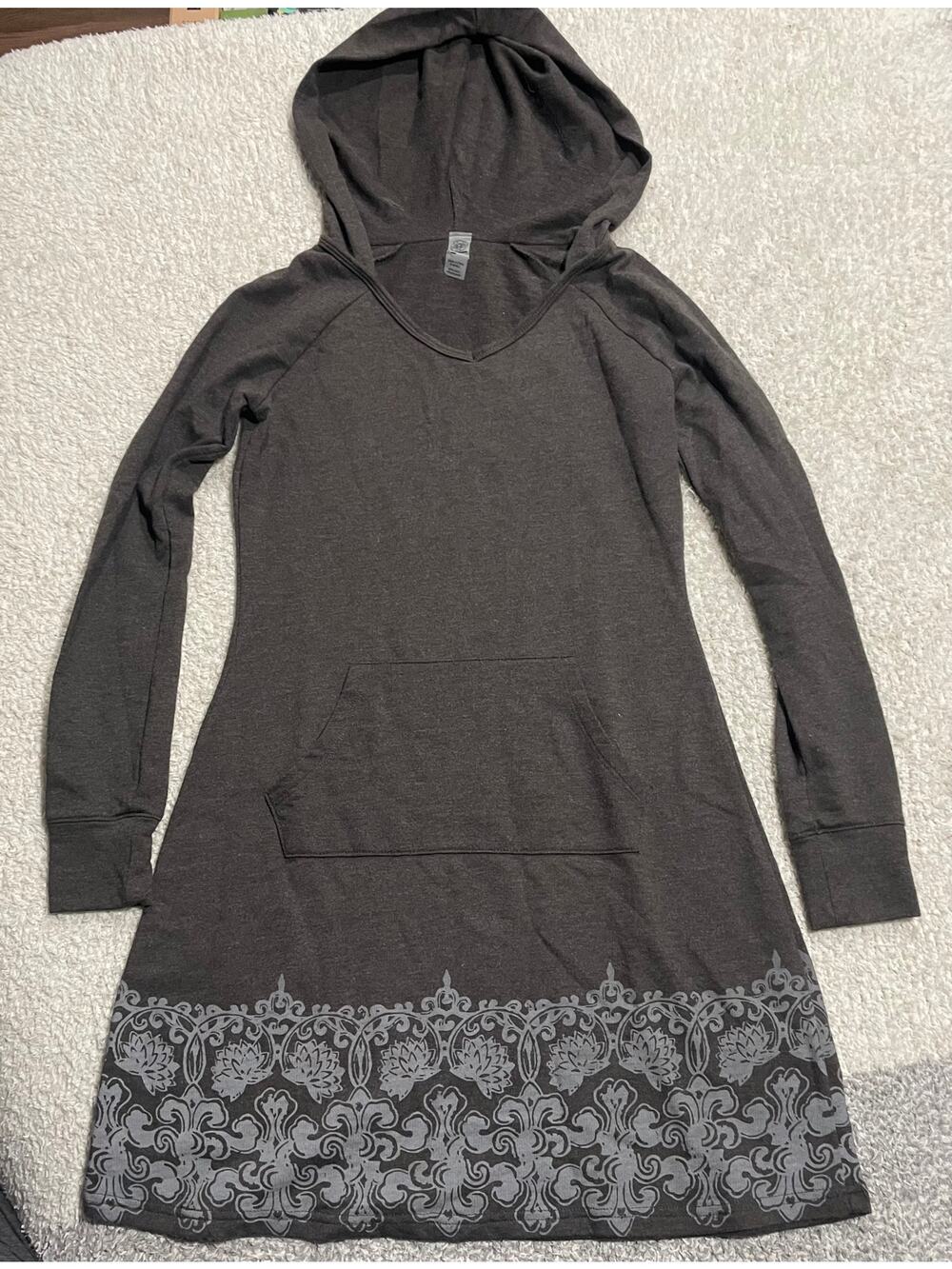 Lola by AFG Women's Size XS Long Sleeve Hooded Tunic Dress Brown